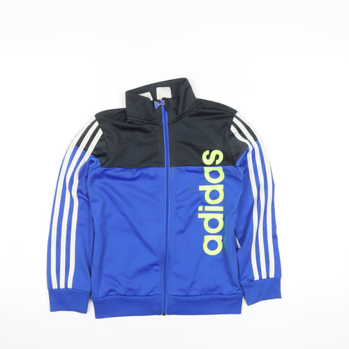 adidas Boys Blue Track Jacket 7 Years Full Zip Sports Activewear
