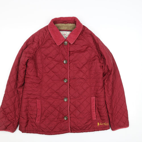 Jack Murphy Women's Red Quilted Nylon Jacket UK 14 Lined Button Up