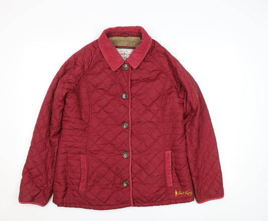 Jack Murphy Women's Red Quilted Nylon Jacket UK 14 Lined Button Up