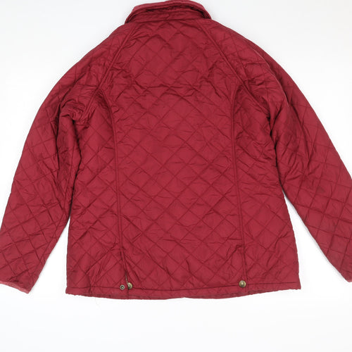 Jack Murphy Women's Red Quilted Nylon Jacket UK 14 Lined Button Up