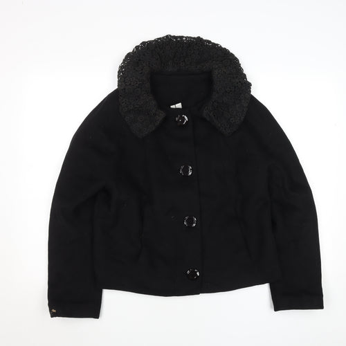 Uniqlo Women’s Black Wool Short Lace Collar Jacket Size S