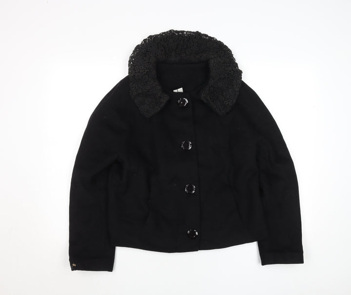 Uniqlo Women’s Black Wool Short Lace Collar Jacket Size S