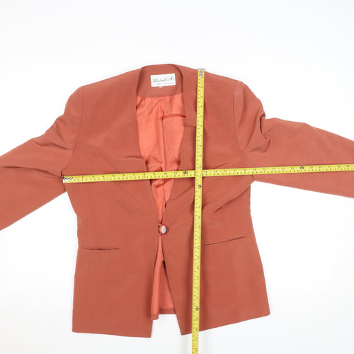 Michael H. Womens Brown Blazer Size 10 Lined Single Button Jacket
