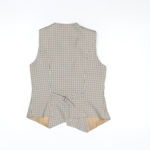 Belle Poque Men's Beige Check Slim Fit Waistcoat Size S