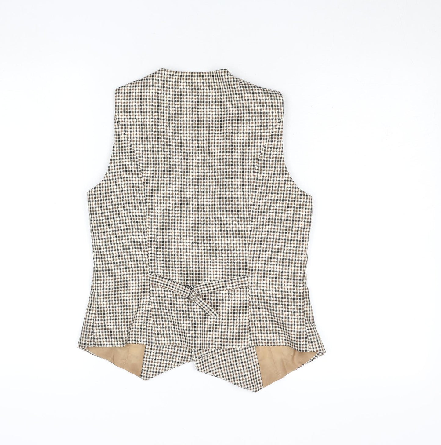 Belle Poque Men's Beige Check Slim Fit Waistcoat Size S