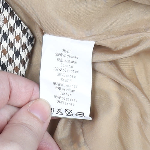 Belle Poque Men's Beige Check Slim Fit Waistcoat Size S