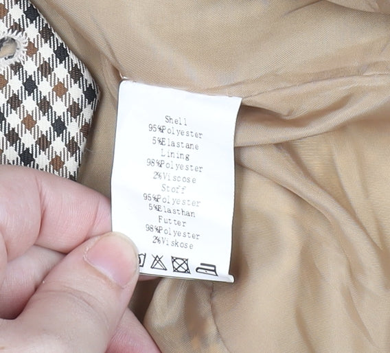 Belle Poque Men's Beige Check Slim Fit Waistcoat Size S