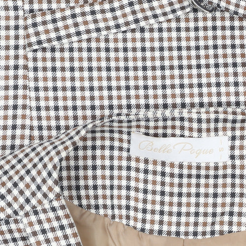 Belle Poque Men's Beige Check Slim Fit Waistcoat Size S