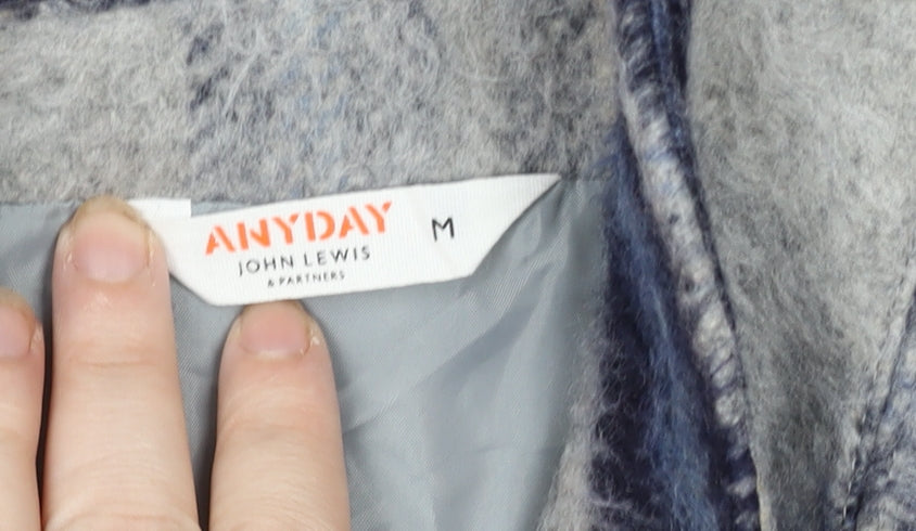 John Lewis Women’s Grey Striped Wool Blend Long Coat Size M