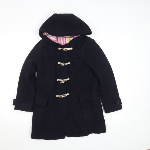 Boden Girls Blue Wool Blend Duffle Coat Hooded 9-10 Years Lined Winter