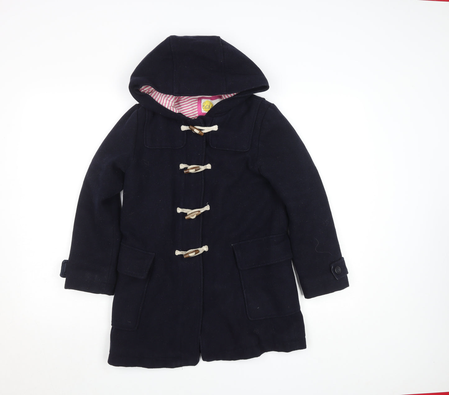 Boden Girls Blue Wool Blend Duffle Coat Hooded 9-10 Years Lined Winter