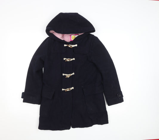 Boden Girls Blue Wool Blend Duffle Coat Hooded 9-10 Years Lined Winter