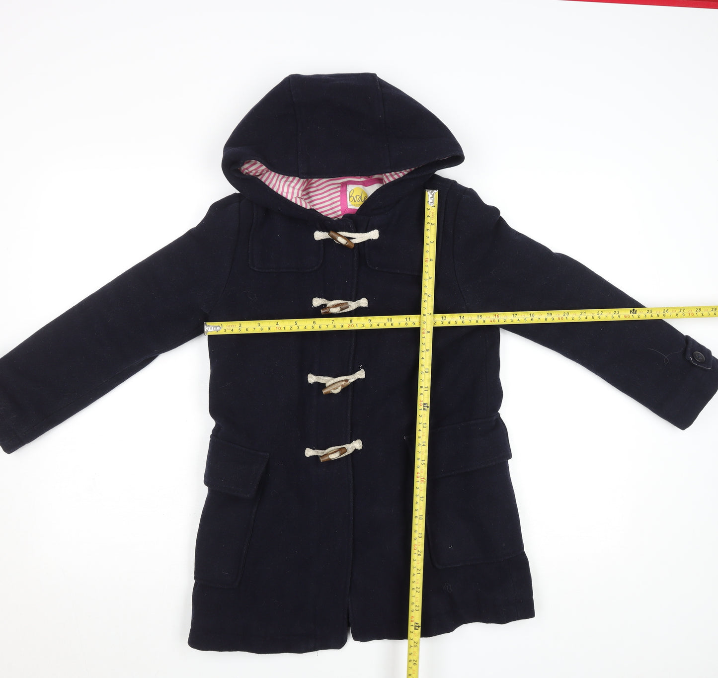 Boden Girls Blue Wool Blend Duffle Coat Hooded 9-10 Years Lined Winter