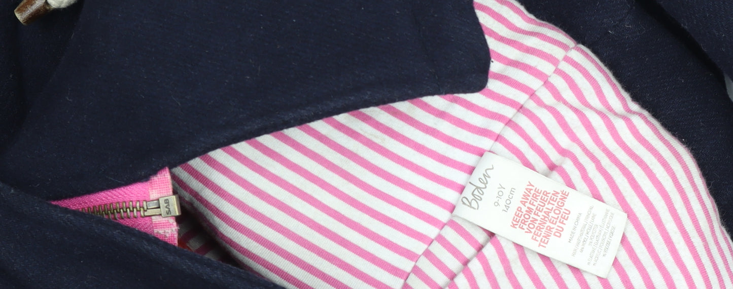 Boden Girls Blue Wool Blend Duffle Coat Hooded 9-10 Years Lined Winter