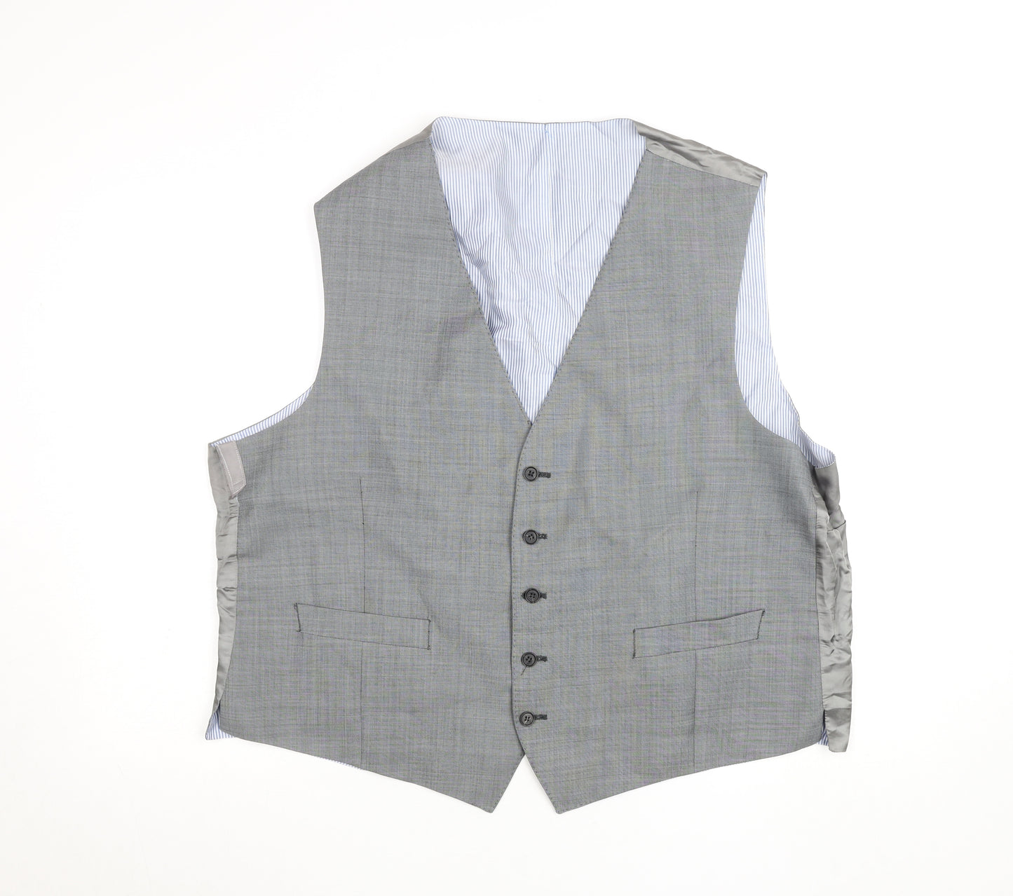 Racing Green Men's Grey Wool Classic Waistcoat Size 40