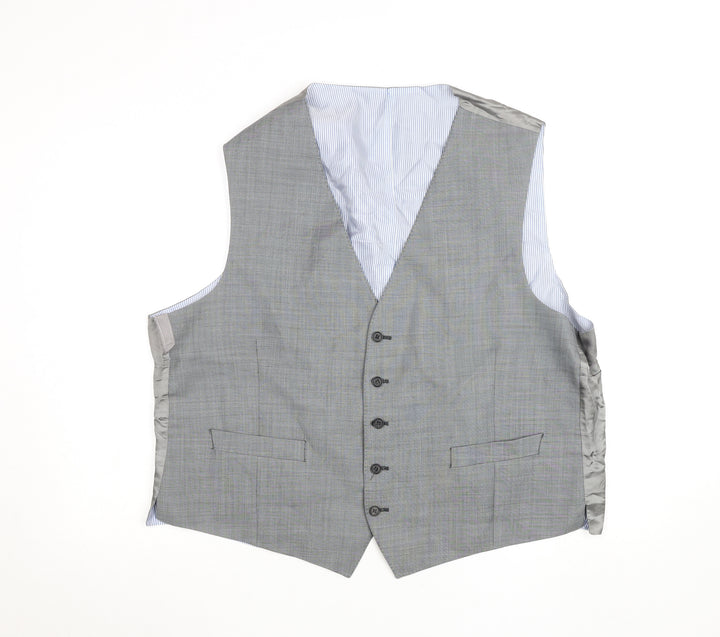 Racing Green Men's Grey Wool Classic Waistcoat Size 40