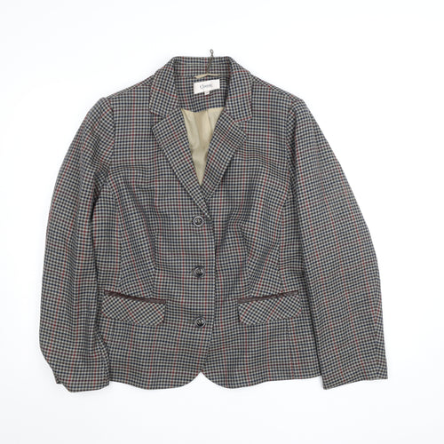 Marks & Spencer Women’s Grey Check Classic Blazer Size 20 Wool Blend