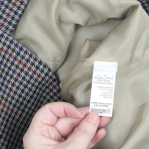 Marks & Spencer Women’s Grey Check Classic Blazer Size 20 Wool Blend
