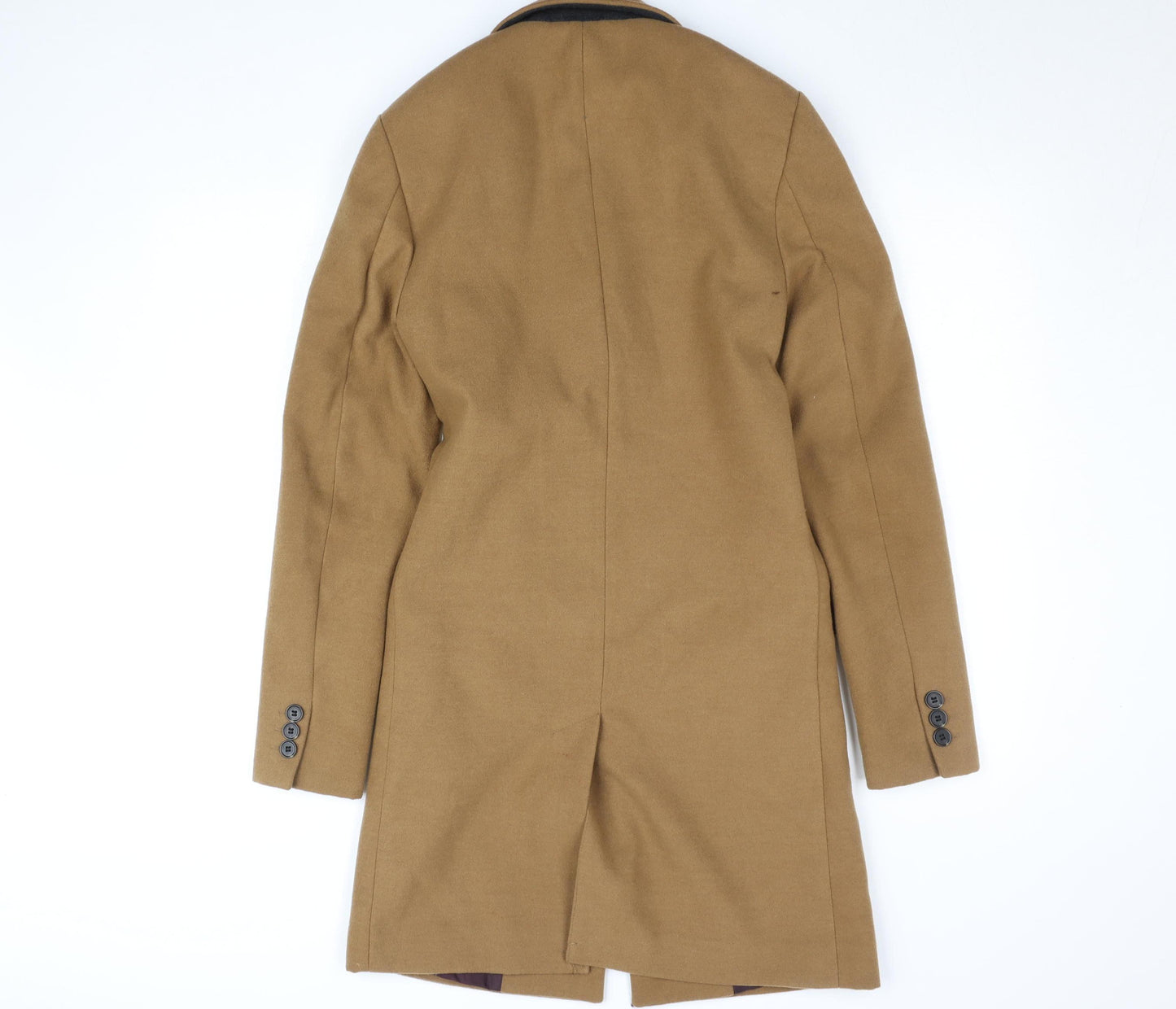 River Island Men's Brown XS Long Wool Blend Overcoat