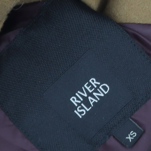 River Island Men's Brown XS Long Wool Blend Overcoat