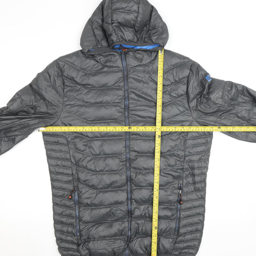 Brekka Men's Grey Hooded Lightweight Puffer Jacket Size M