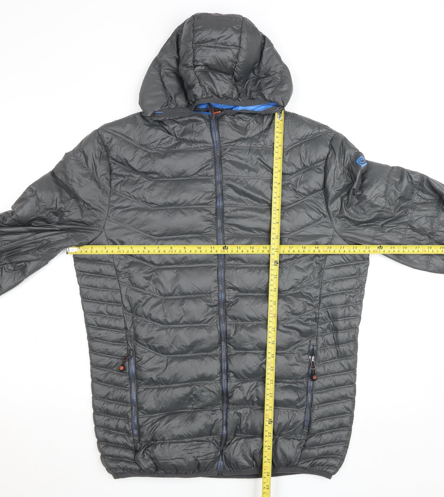 Brekka Men's Grey Hooded Lightweight Puffer Jacket Size M