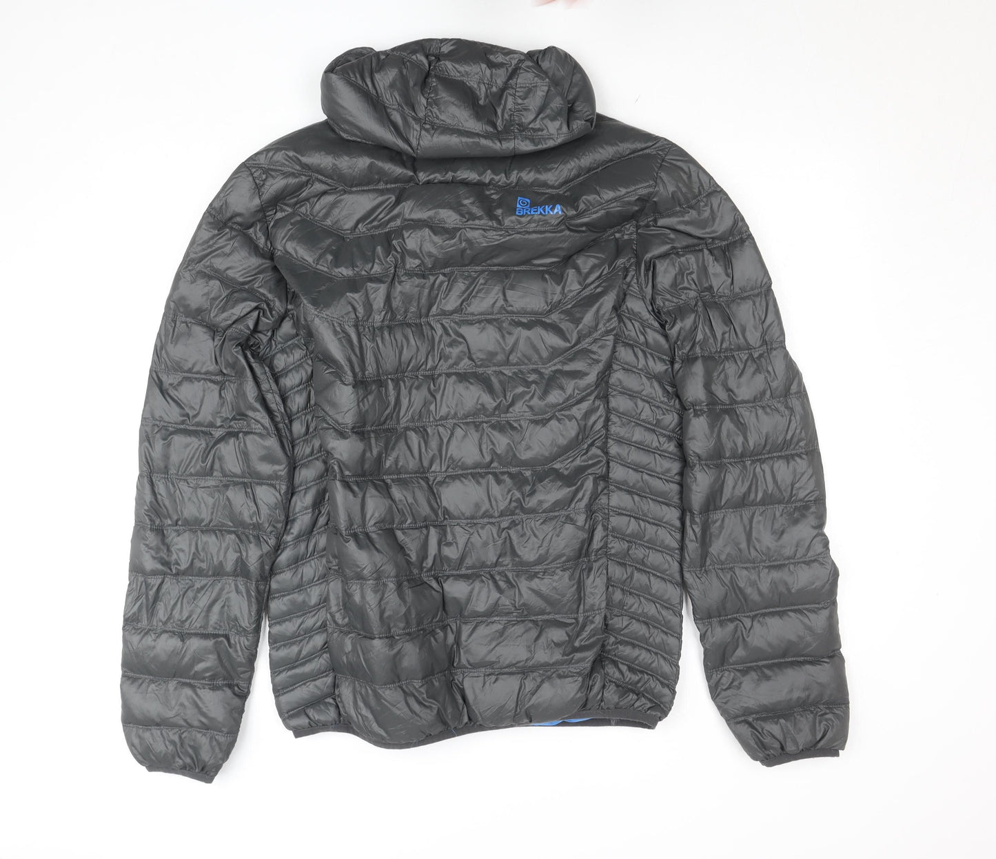 Brekka Men's Grey Hooded Lightweight Puffer Jacket Size M