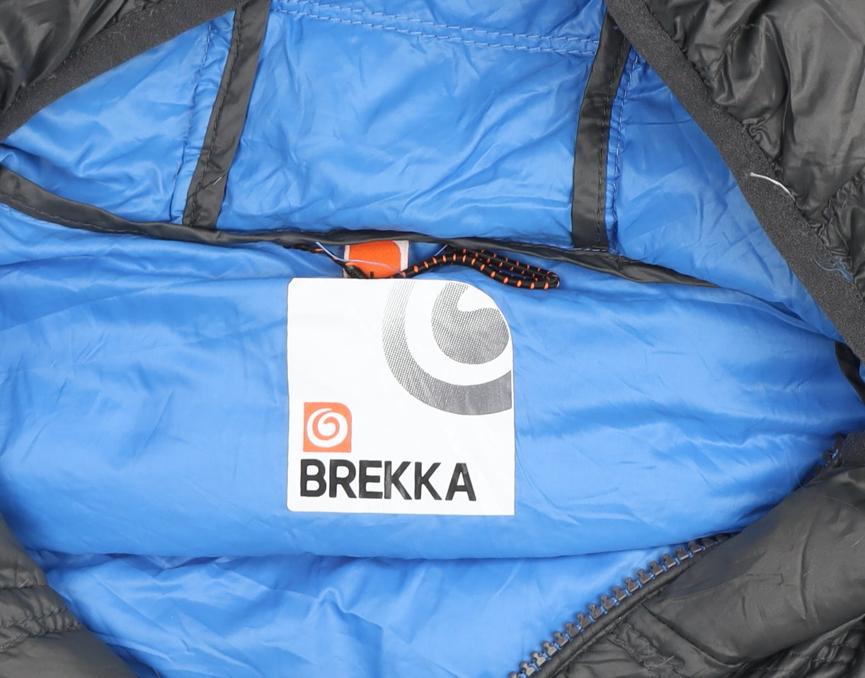 Brekka Men's Grey Hooded Lightweight Puffer Jacket Size M