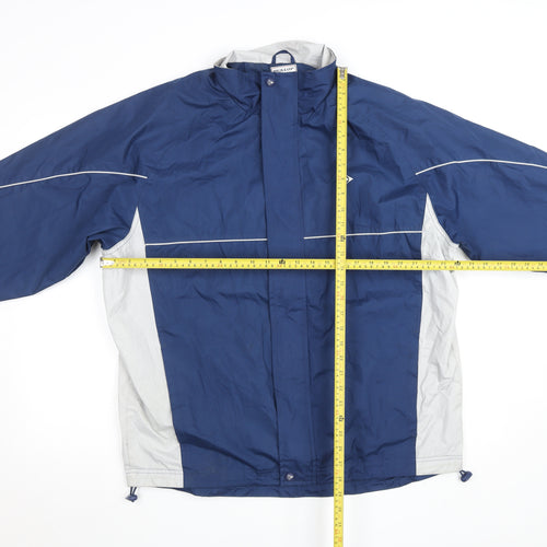 Dunlop Men's Blue and Grey Windbreaker Jacket Size L Polyester Waterproof