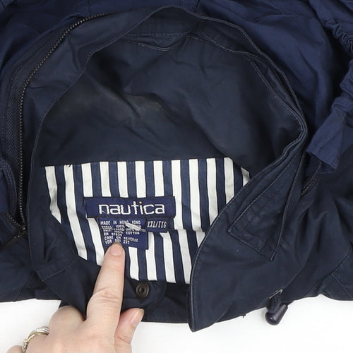 Nautica Women’s Blue Hooded Bomber Jacket 2XL Cotton Lined