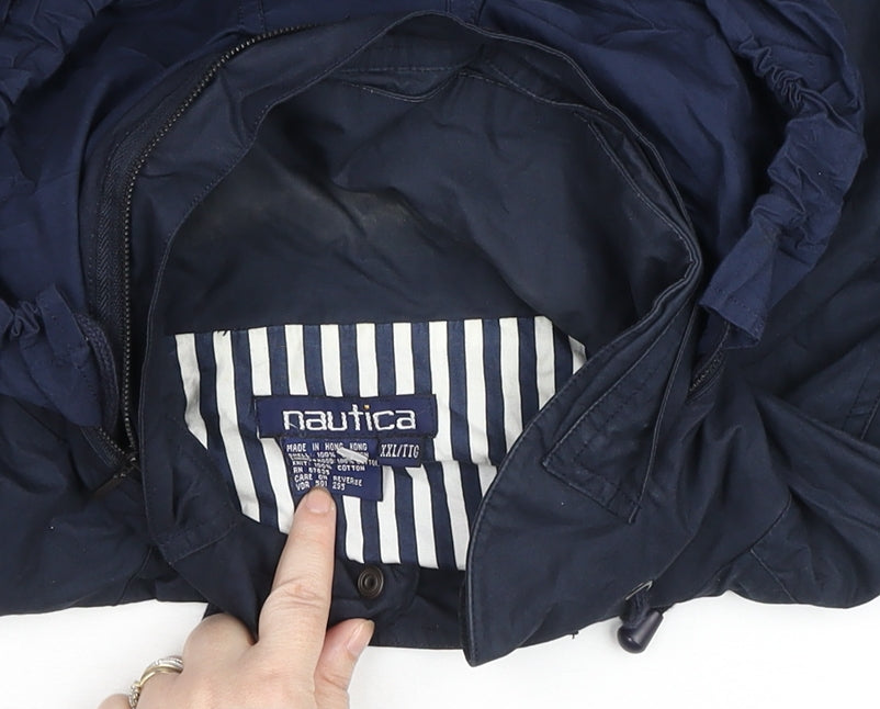 Nautica Women’s Blue Hooded Bomber Jacket 2XL Cotton Lined