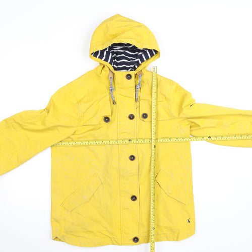 Joules Women Yellow Waterproof Hooded Rain Coat Jacket Size 12