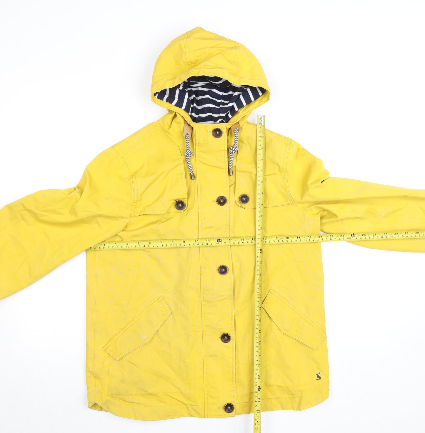 Joules Women Yellow Waterproof Hooded Rain Coat Jacket Size 12