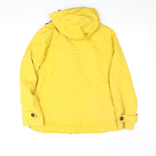 Joules Women Yellow Waterproof Hooded Rain Coat Jacket Size 12