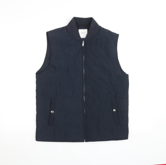 Next Men's Blue Padded Bodywarmer Waistcoat M Polyester Casual