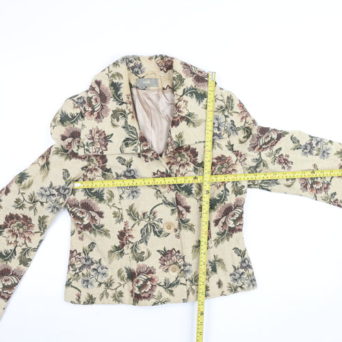 Wallis Womens Beige Floral Short Blazer Jacket Size 14