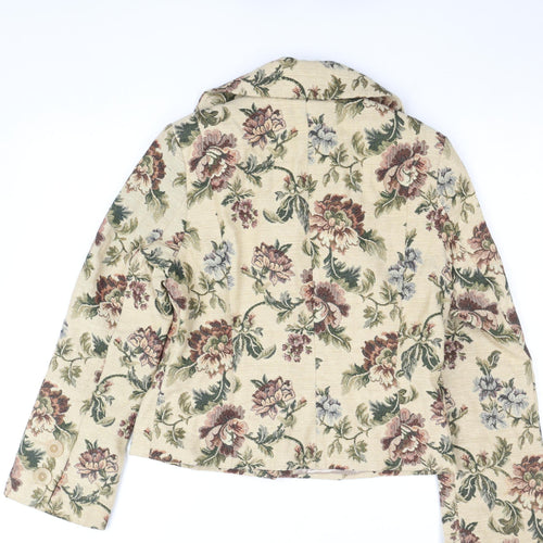 Wallis Womens Beige Floral Short Blazer Jacket Size 14