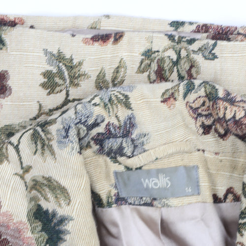 Wallis Womens Beige Floral Short Blazer Jacket Size 14
