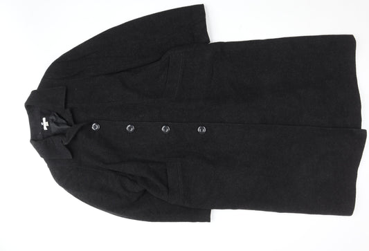 Yazz Womens Black Wool Long Overcoat Size 18 Classic Lined Formal