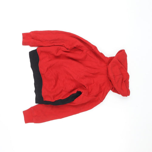 Nike Boys Red & Black 1/2 Zip Hoodie 5-6 Years Fleece Cotton Blend