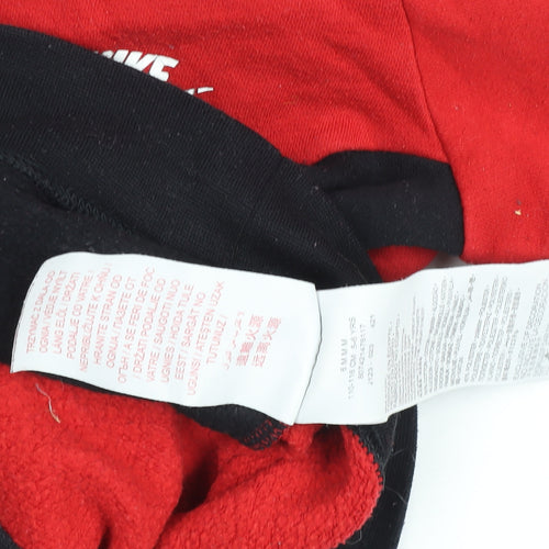 Nike Boys Red & Black 1/2 Zip Hoodie 5-6 Years Fleece Cotton Blend