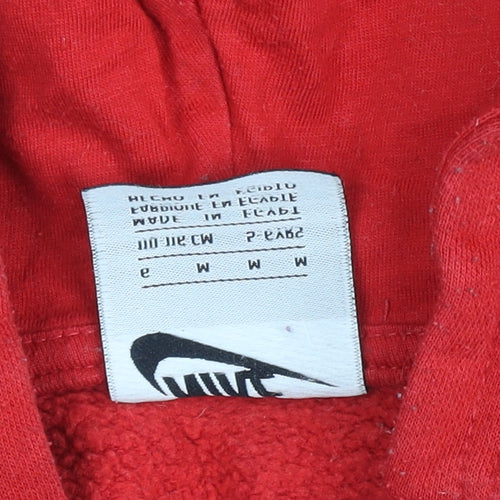 Nike Boys Red & Black 1/2 Zip Hoodie 5-6 Years Fleece Cotton Blend
