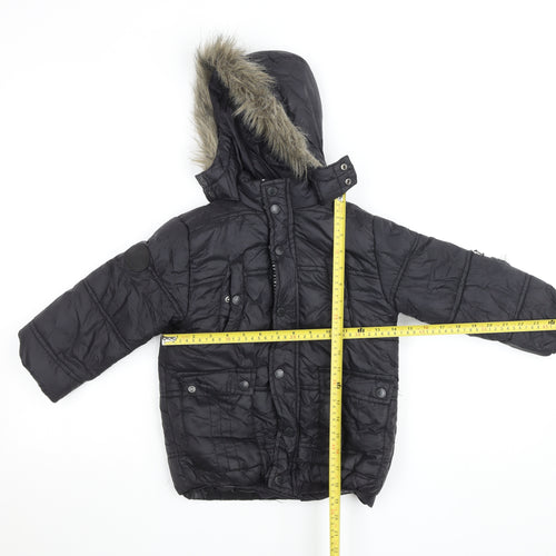Firetrap Girls Black Faux Fur Hooded Puffer Jacket 4-5 Years