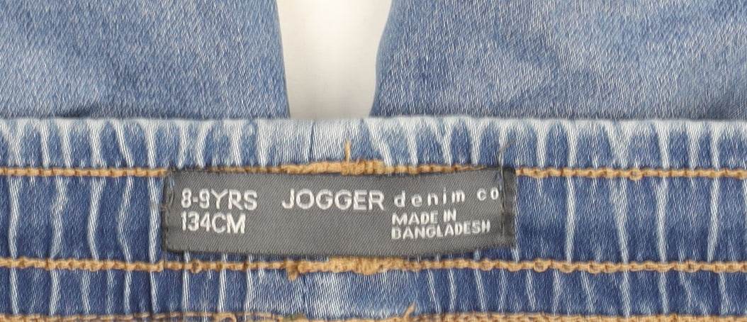 Primark Girls Blue Denim Co Jogger Jeans 8-9 Years Drawstring Waist