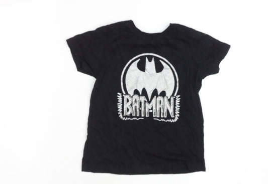 Primark Boys Black Batman Graphic Short Sleeve Cotton T-Shirt 4-5 Years