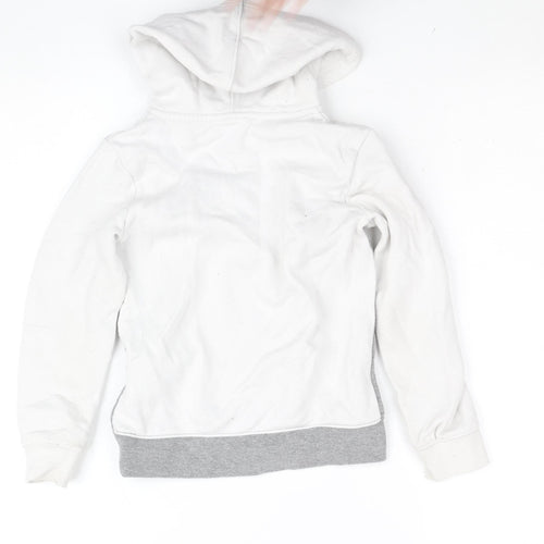 Nike Boys White Grey Full Zip Hoodie 6-7 Years Cotton Blend Fleece