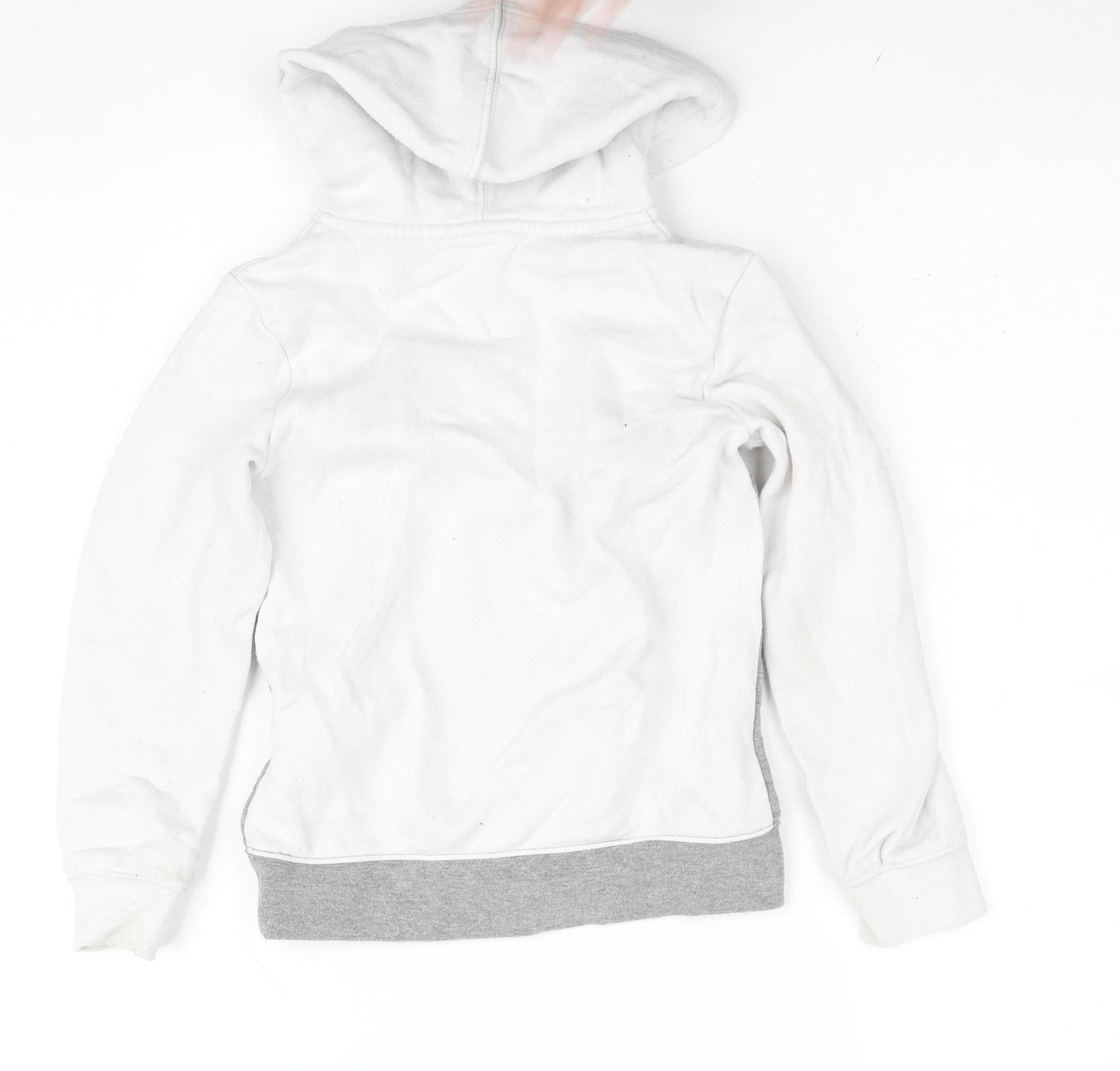 Nike Boys White Grey Full Zip Hoodie 6-7 Years Cotton Blend Fleece