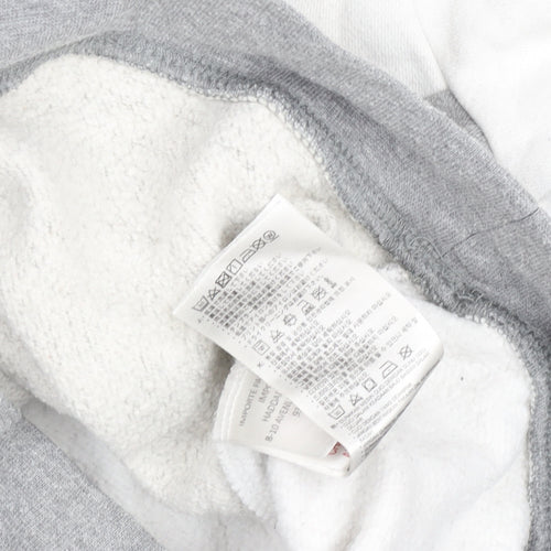 Nike Boys White Grey Full Zip Hoodie 6-7 Years Cotton Blend Fleece