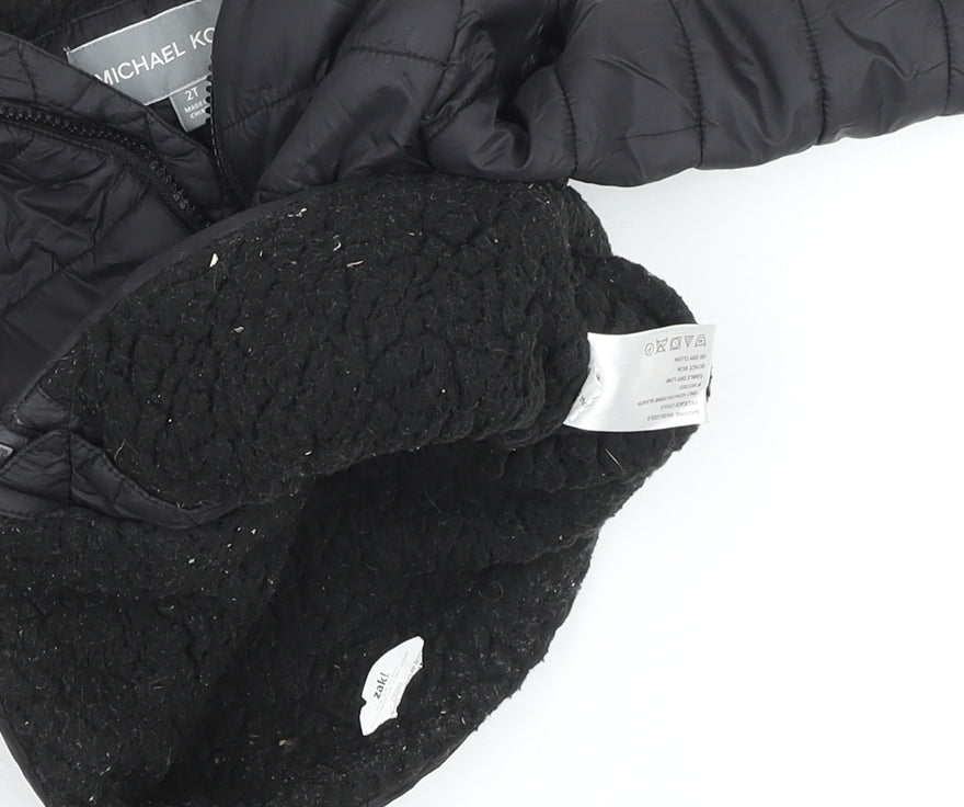 Michael Kors Black Unisex Baby Puffer Jacket 2T Hooded Quilted Winter Coat