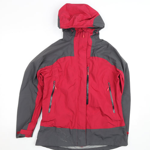 Crane Womens Red Grey Waterproof Hooded Outdoor Jacket Size M